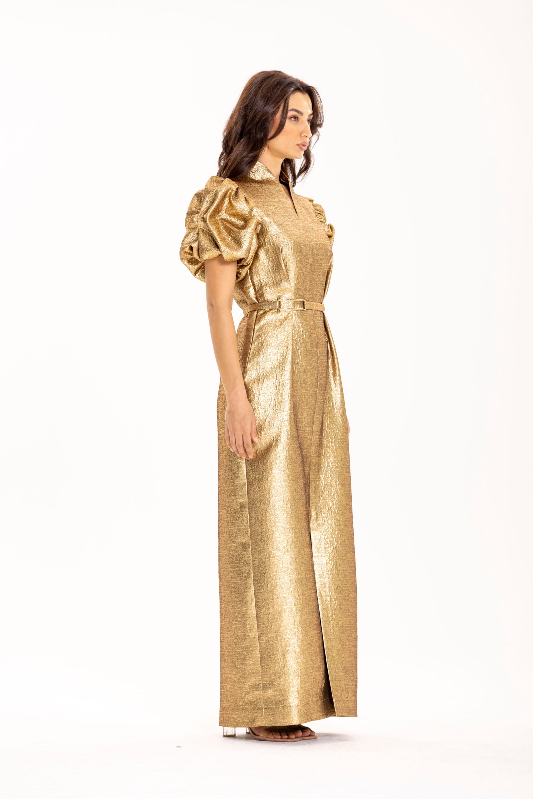 gold color casual dress Itsame Womens Casual Dresses Solid Color V-neck Thin Dress Gold Size M
