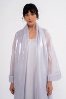 Manel-Fashion CLEA grey dress displayed on a hanger with a simple background, showcasing the stylish, casual women's clothing.