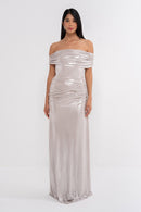 Electra dress by Manel-Fashion, stylish women's dress with a fitted silhouette and elegant design, shown on a hanger.