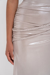 Electra dress by Manel-Fashion displayed on a mannequin, showcasing a stylish women's dress with a modern design.